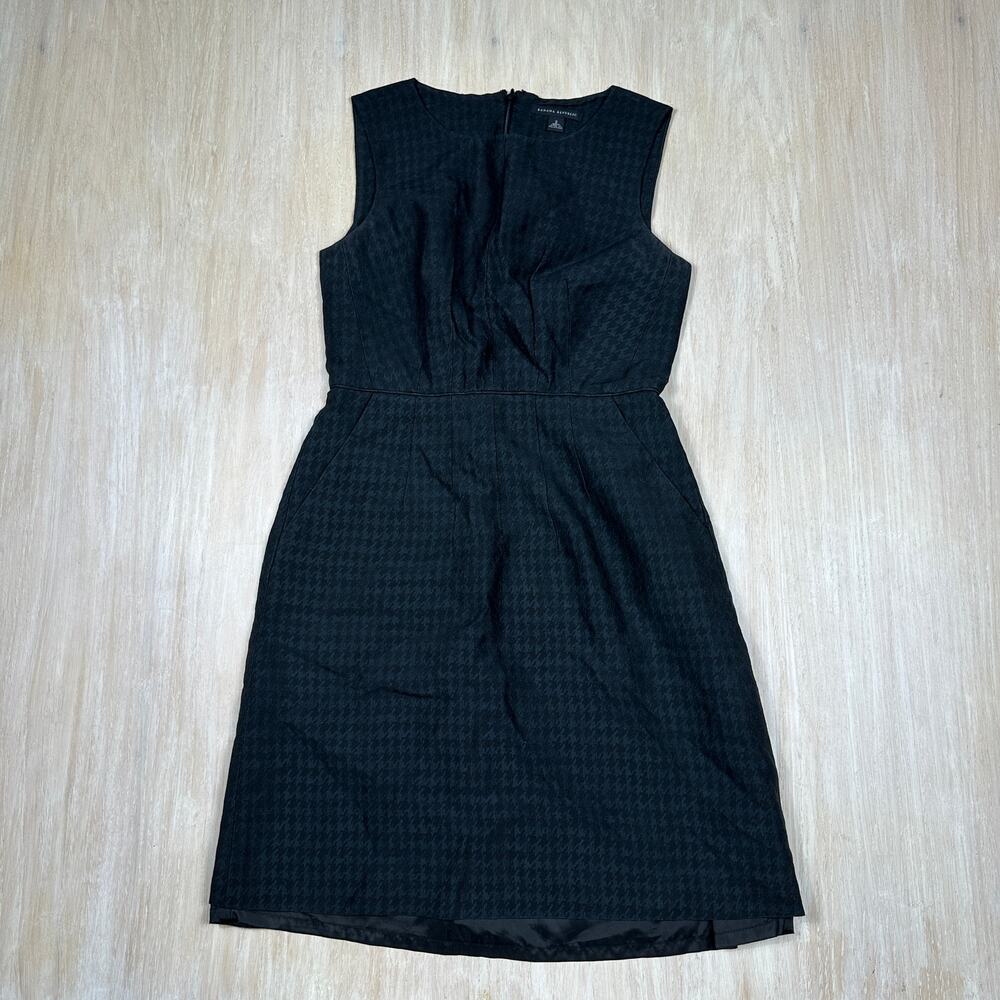 Banana Republic Sleeveless Silk Blend Dark Academia Preppy Houndstooth Dress 2